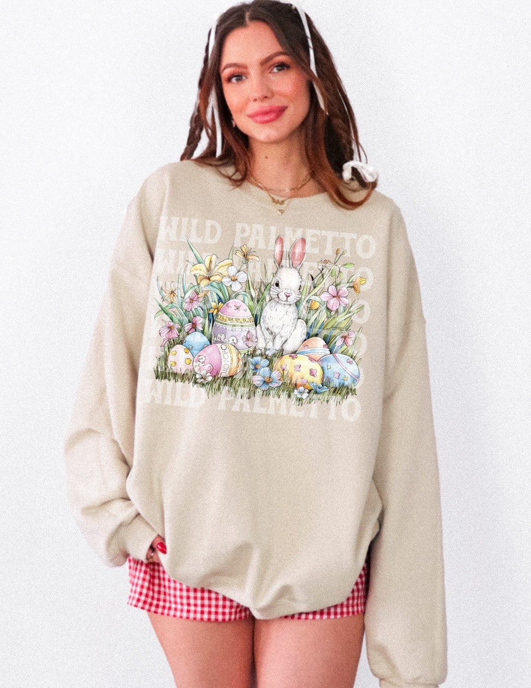 BUNNY IN A FIELD EASTER SWEATSHIRT