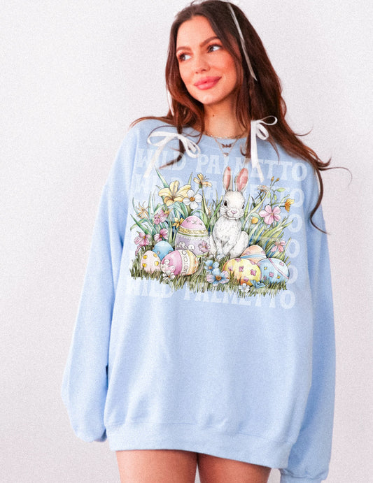 BUNNY IN A FIELD EASTER SWEATSHIRT