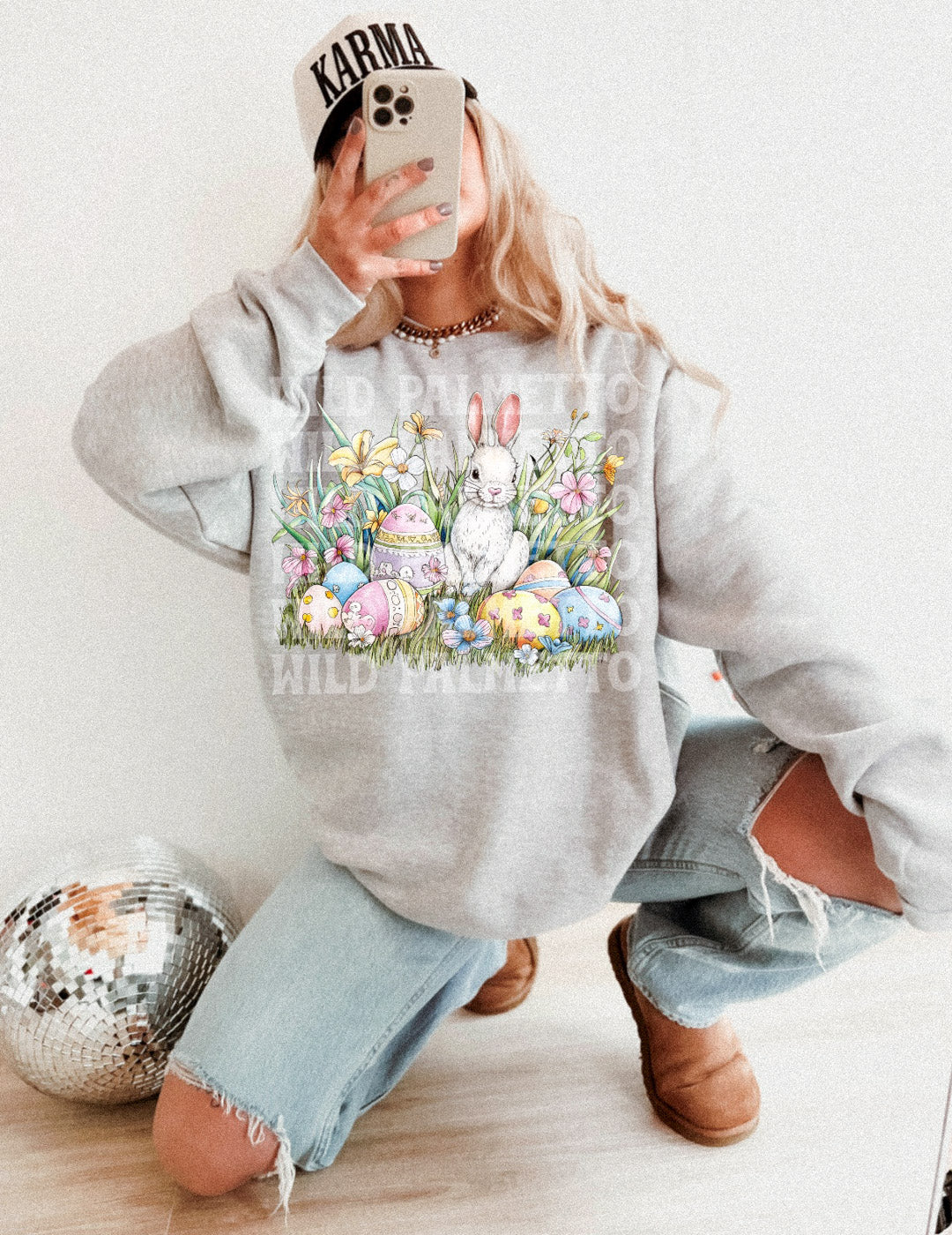 BUNNY IN A FIELD EASTER SWEATSHIRT