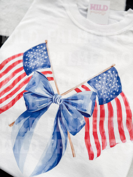 AMERICAN FLAG BOW TEE XL | READY TO SHIP