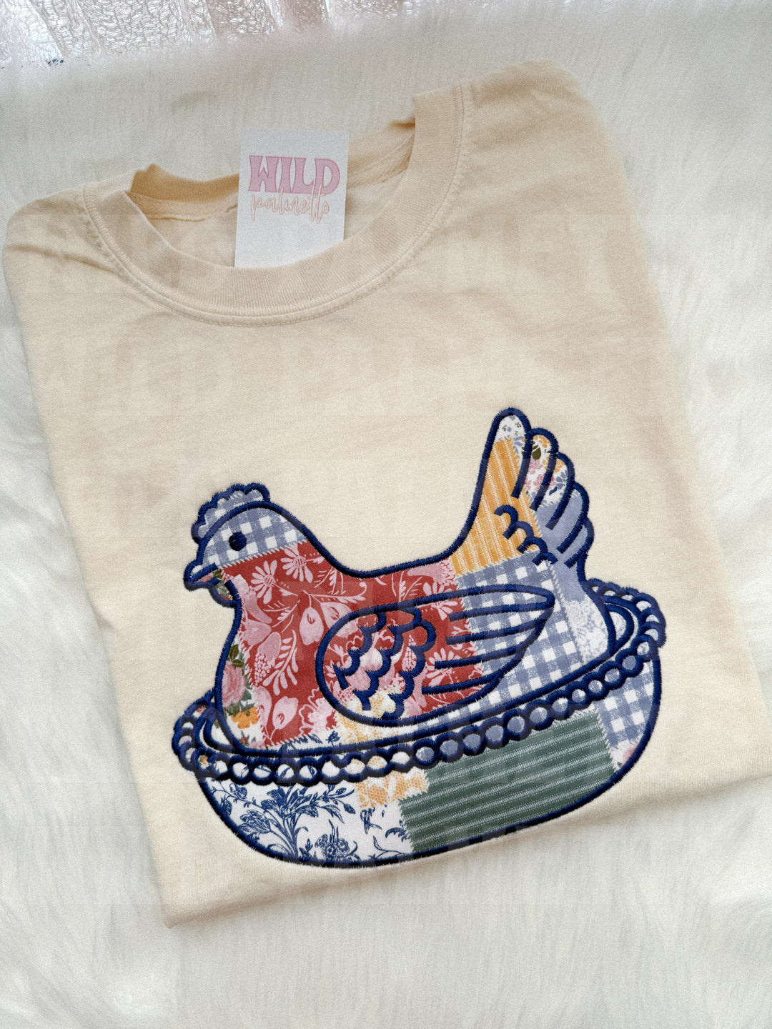 HEN ON NEST EMBROIDERED TEE *CUSTOMIZABLE*
