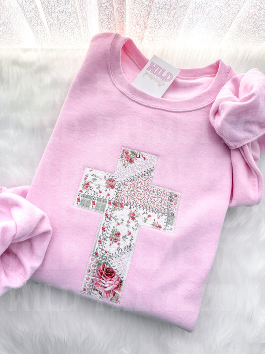 EMBROIDERED CROSS SWEATSHIRT *CUSTOMIZABLE*