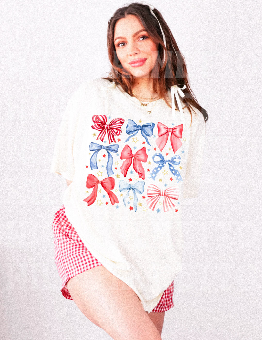 RED, WHITE, BLUE BOWS TEE