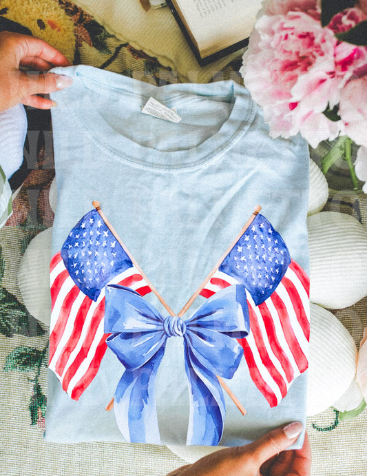 AMERICAN FLAG BOW TEE
