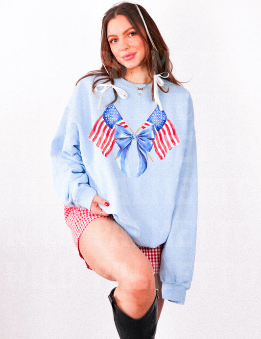 AMERICAN FLAG BOW SWEATSHIRT