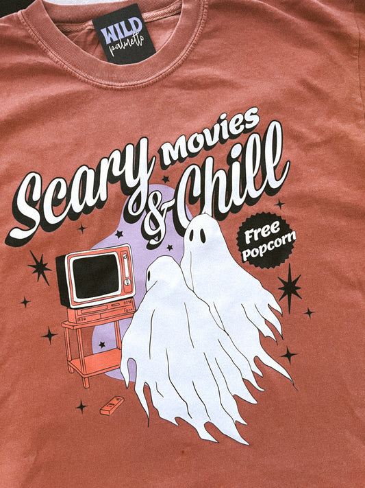 *IMPERFECT SALE* SCARY MOVIES & CHILL TEE L | READY TO SHIP