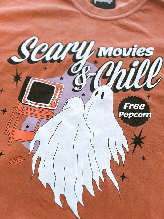 *IMPERFECT SALE* SCARY MOVIES & CHILL TEE L | READY TO SHIP