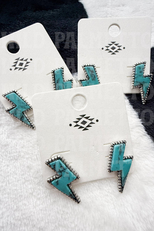 TURQUOISE BOLT STUD EARRINGS