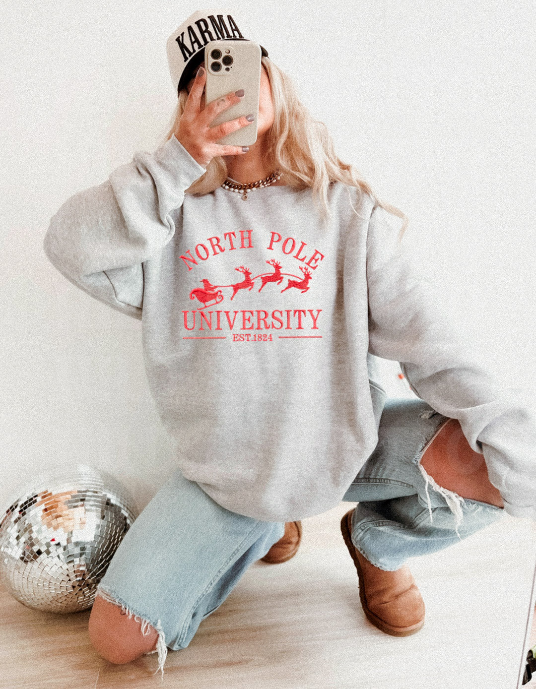 NORTH POLE UNIVERSITY EMBROIDERED SWEATSHIRT