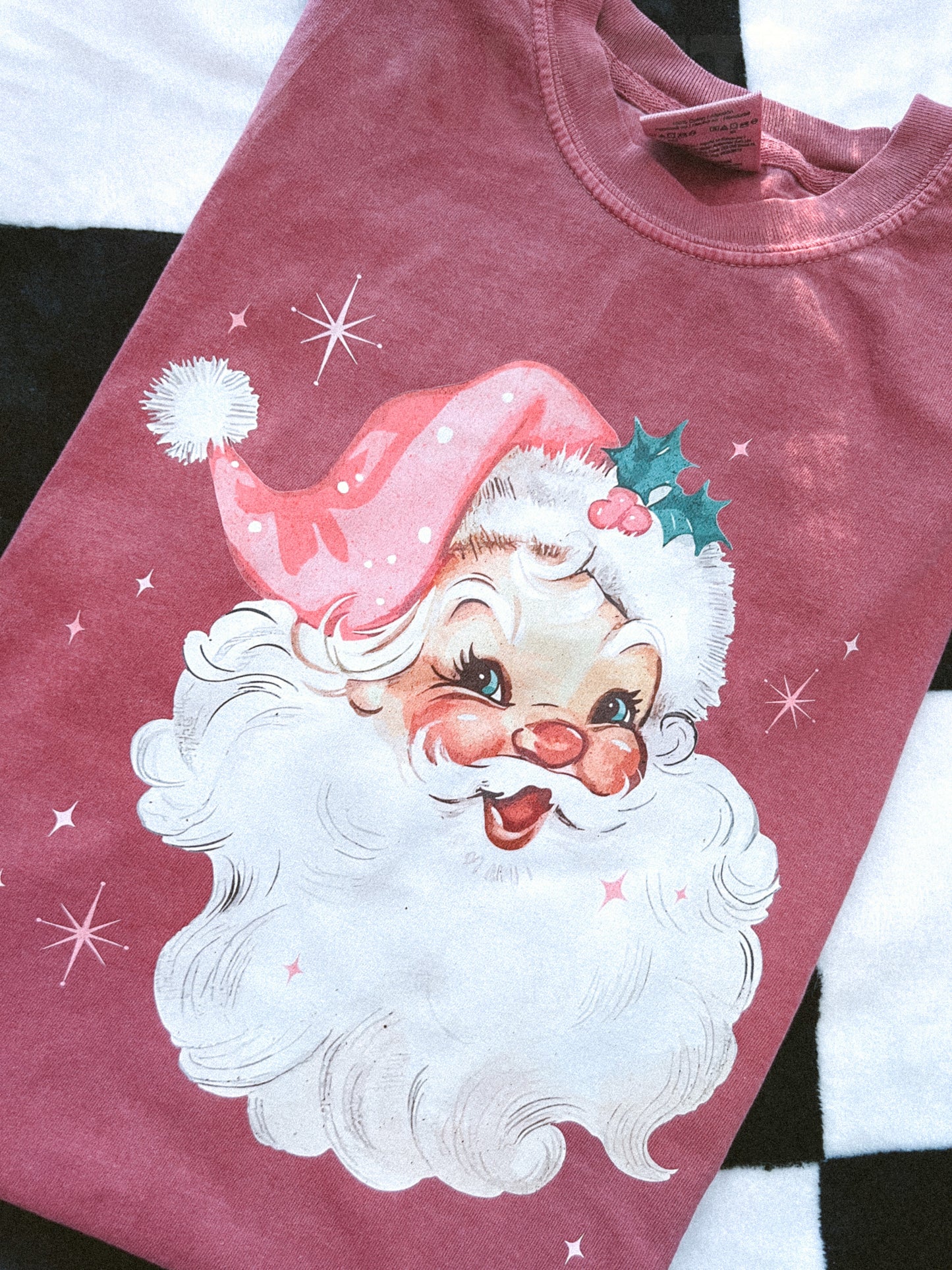 *IMPERFECT SALE* PINK SANTA TEE | S | READY TO SHIP