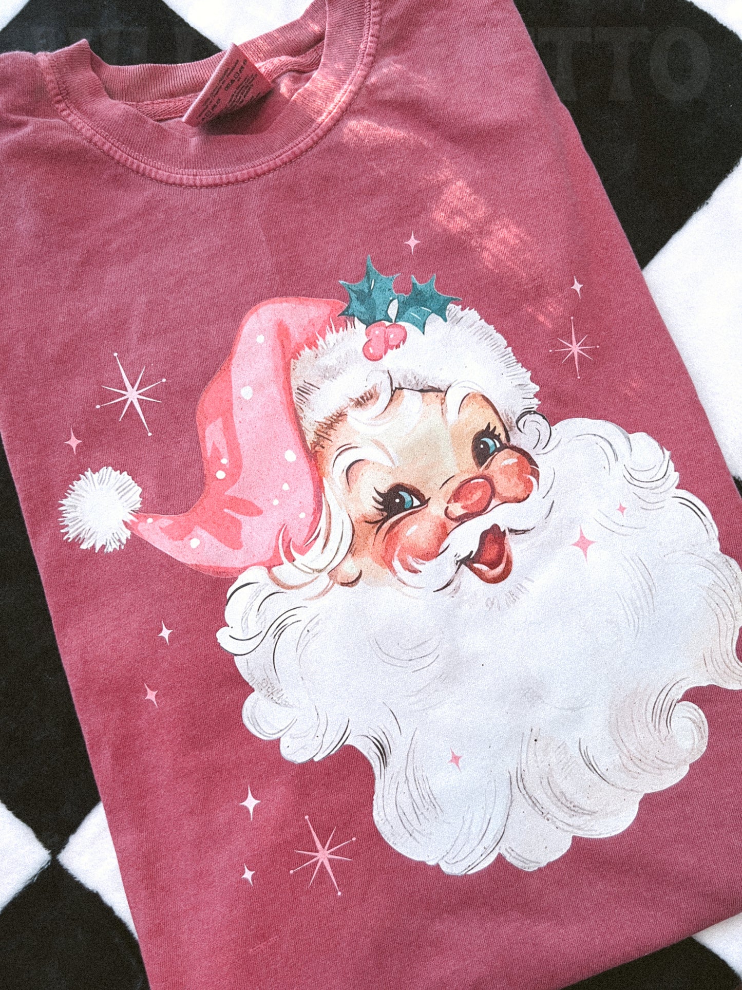 *IMPERFECT SALE* PINK SANTA TEE | S | READY TO SHIP