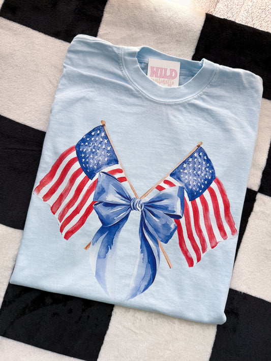 AMERICAN FLAG BOW TEE