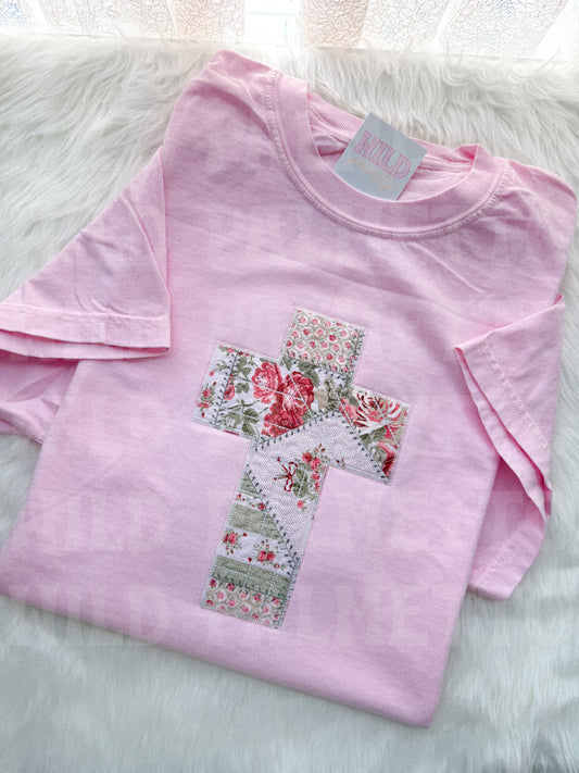 EMBROIDERED CROSS TEE *CUSTOMIZABLE*