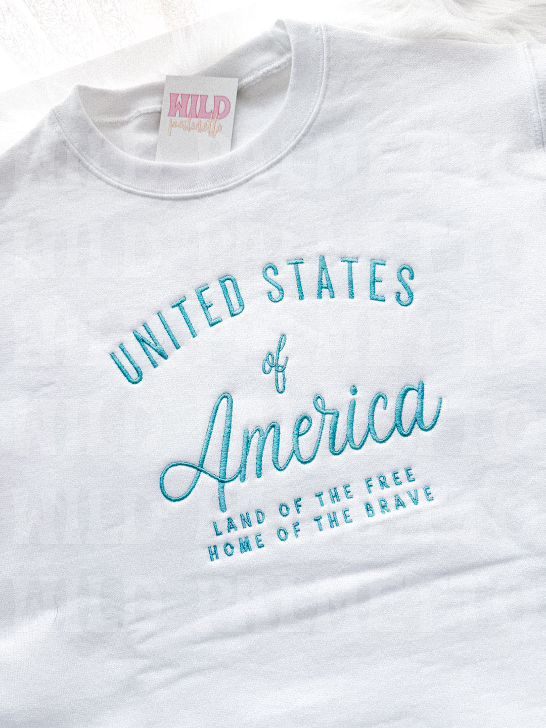 USA LAND OF THE FREE EMBROIDERED SWEATSHIRT *CUSTOMIZABLE*