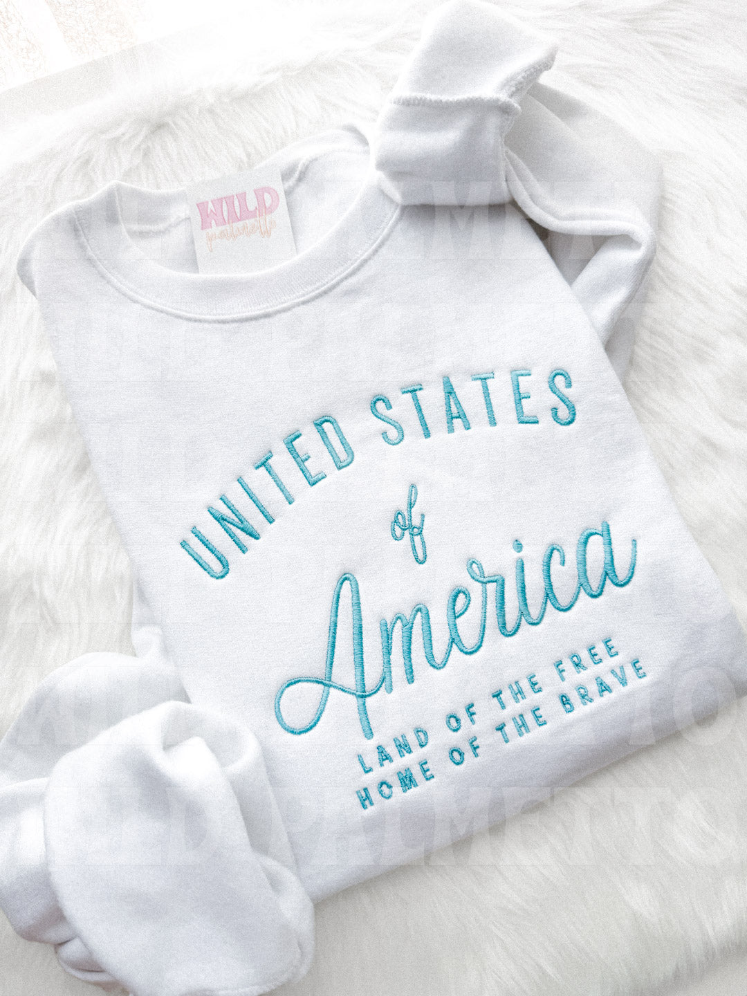 USA LAND OF THE FREE EMBROIDERED SWEATSHIRT *CUSTOMIZABLE*