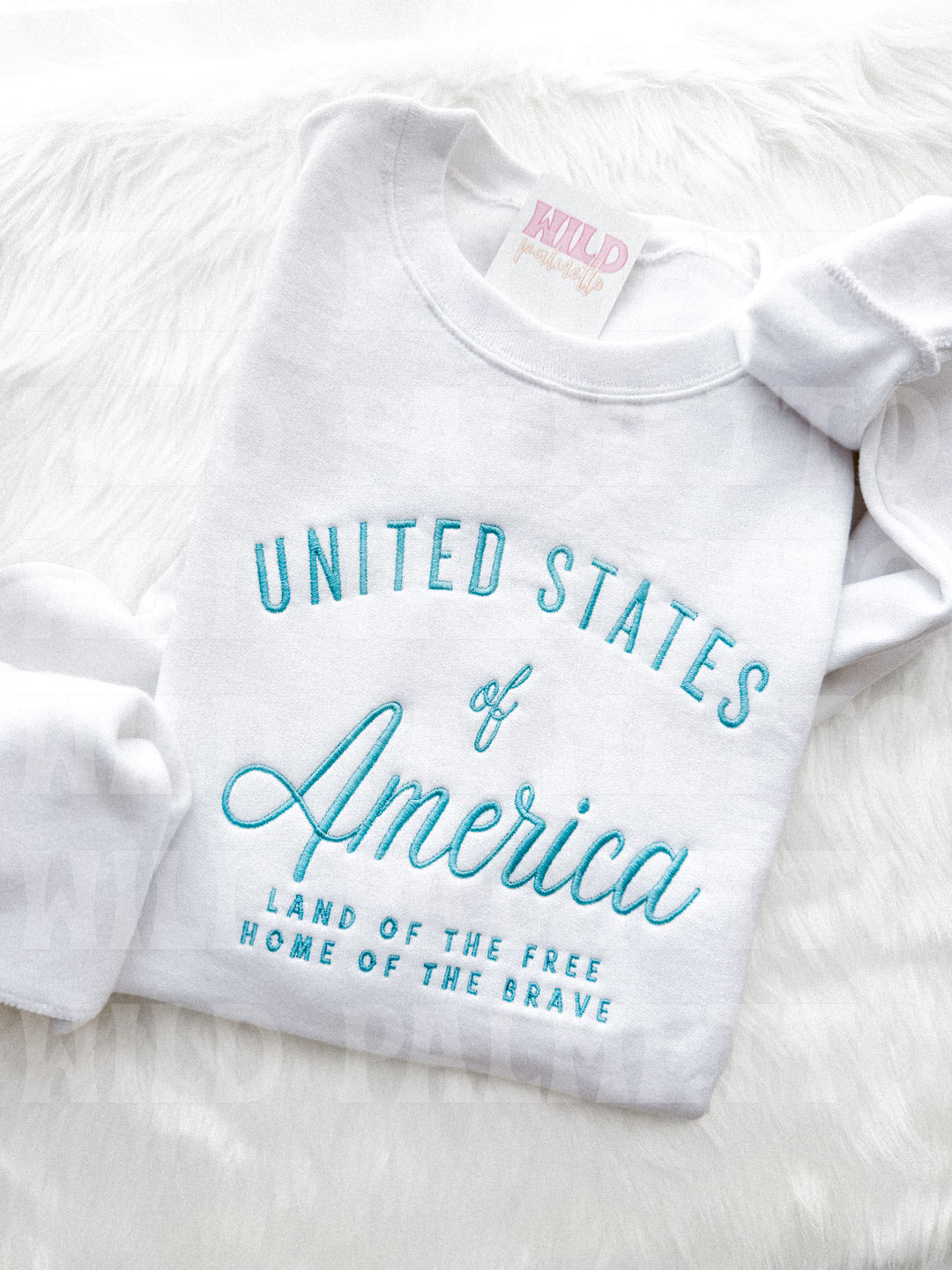 USA LAND OF THE FREE EMBROIDERED SWEATSHIRT *CUSTOMIZABLE*