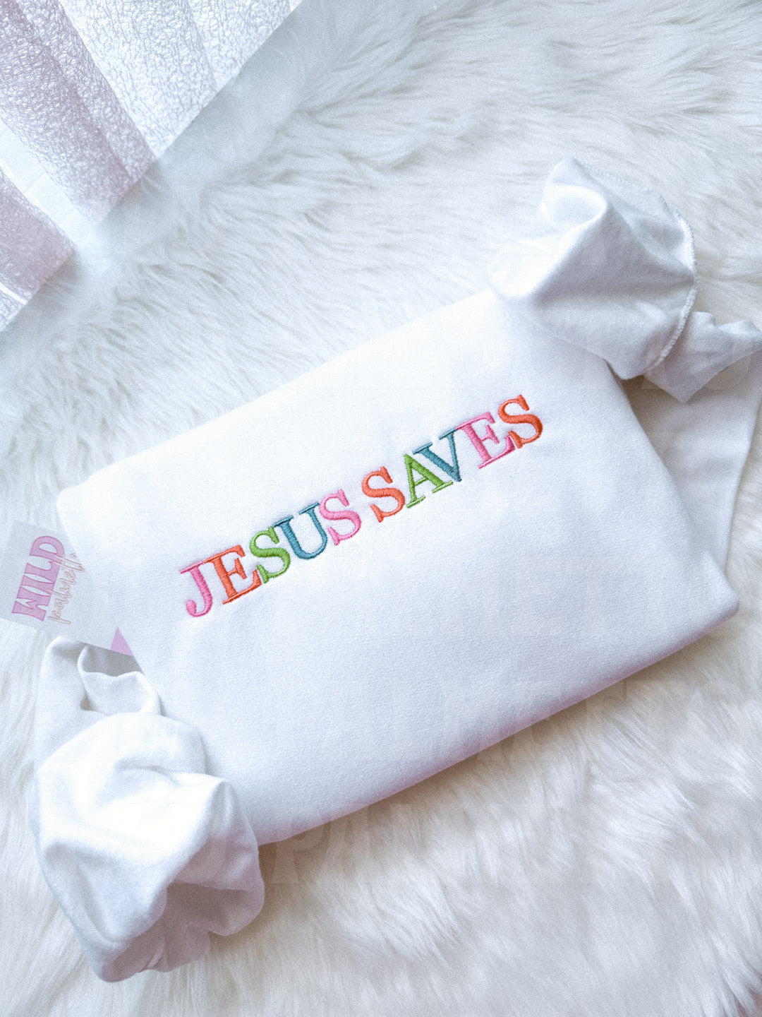 JESUS SAVES EMBROIDERED SWEATSHIRT
