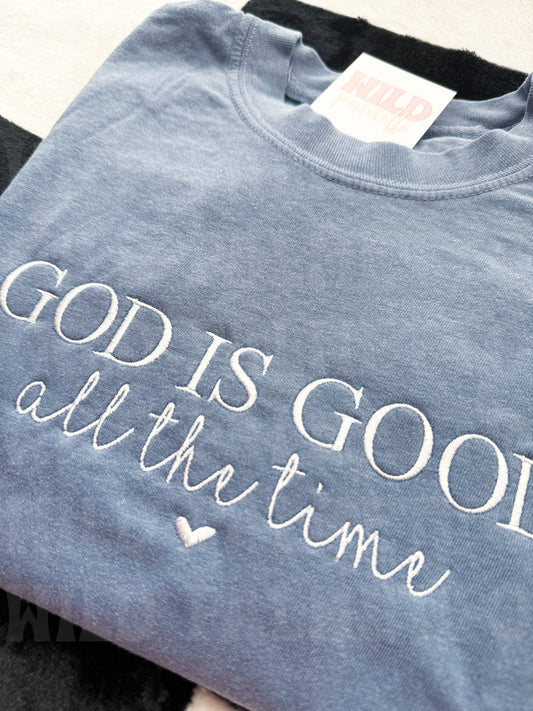 *SAMPLE SALE* GOD IS GOOD EMBROIDERED TEE S | READY TO SHIP