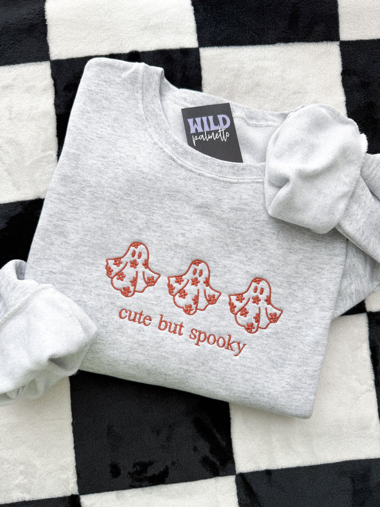 CUTE BUT SPOOKY EMBROIDERED SWEATSHIRT