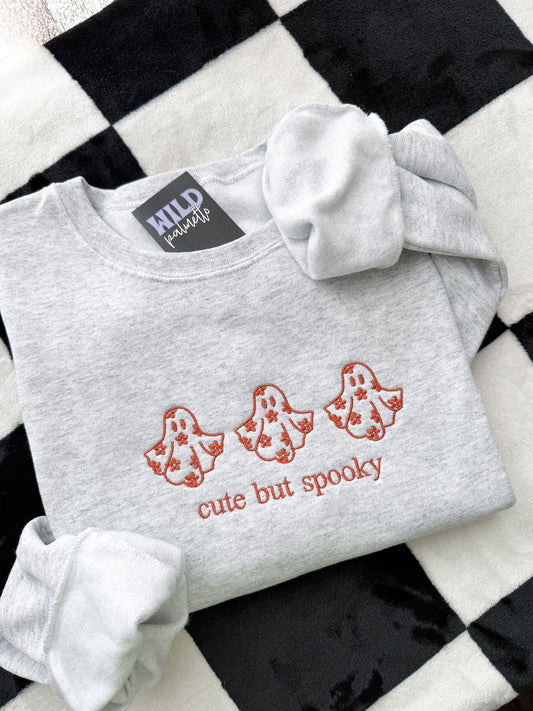 *SAMPLE SALE* CUTE BUT SPOOKY EMBROIDERED SWEATSHIRT L | READY TO SHIP