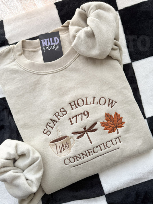 *SAMPLE SALE* STARS HOLLOW FALL EMBROIDERED SWEATSHIRT 2XL & 3XL | READY TO SHIP