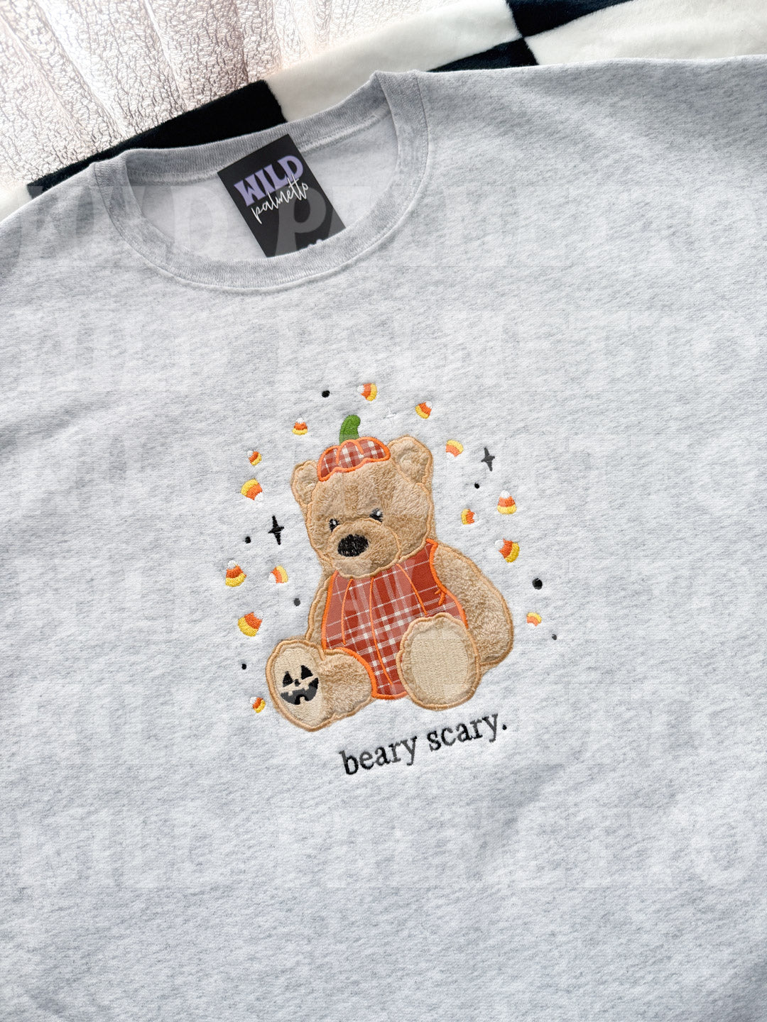 BEARY SCARY EMBROIDERED SWEATSHIRT