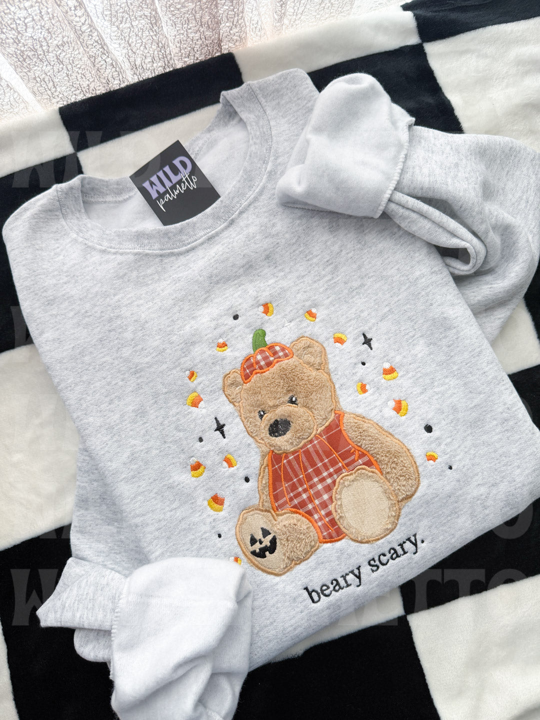 BEARY SCARY EMBROIDERED SWEATSHIRT