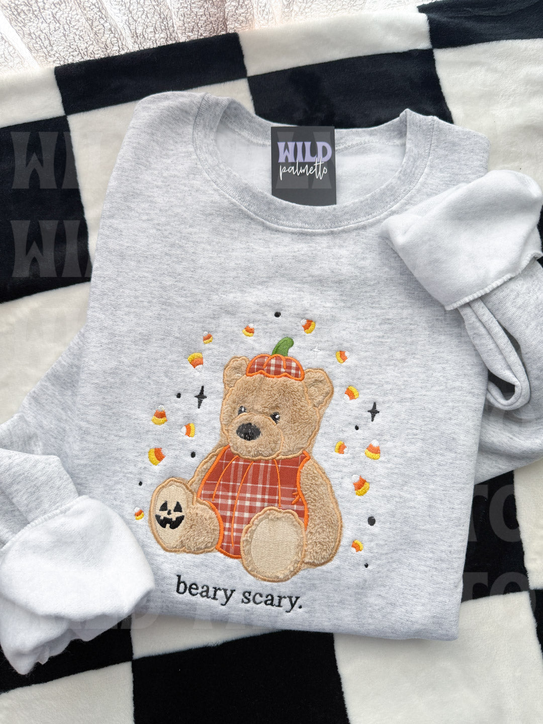 BEARY SCARY EMBROIDERED SWEATSHIRT