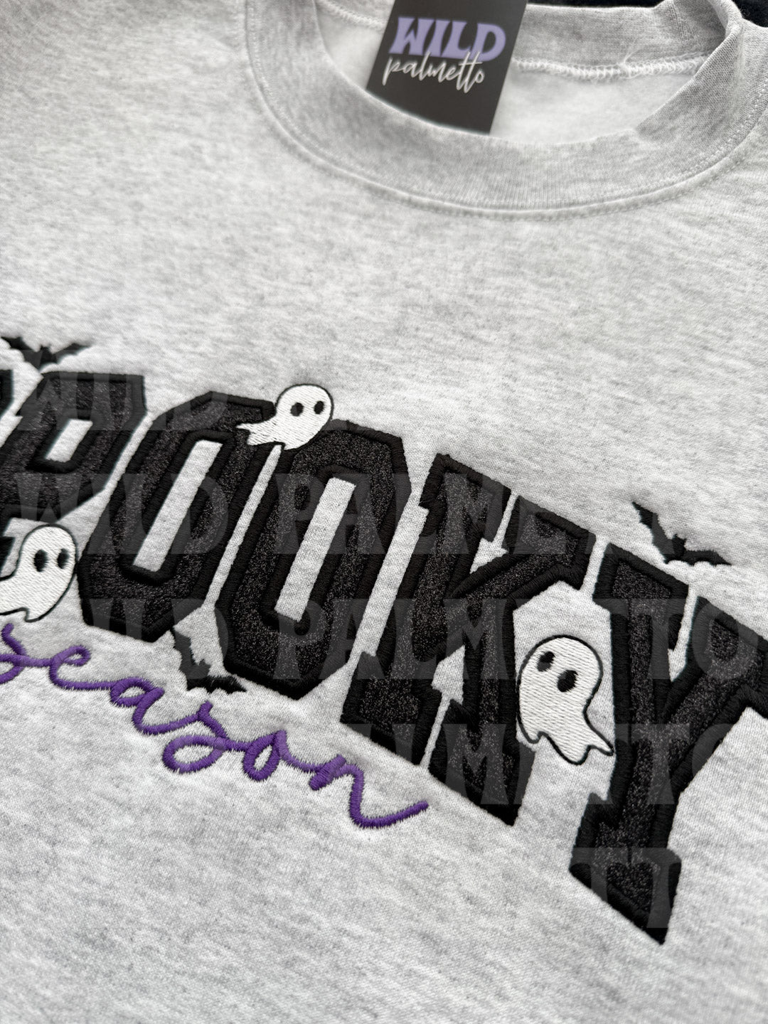 SPOOKY SEASON GLITTER EMBROIDERED SWEATSHIRT