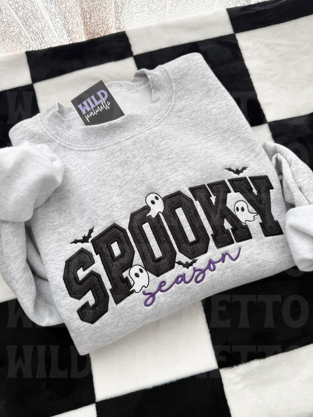 SPOOKY SEASON GLITTER EMBROIDERED SWEATSHIRT
