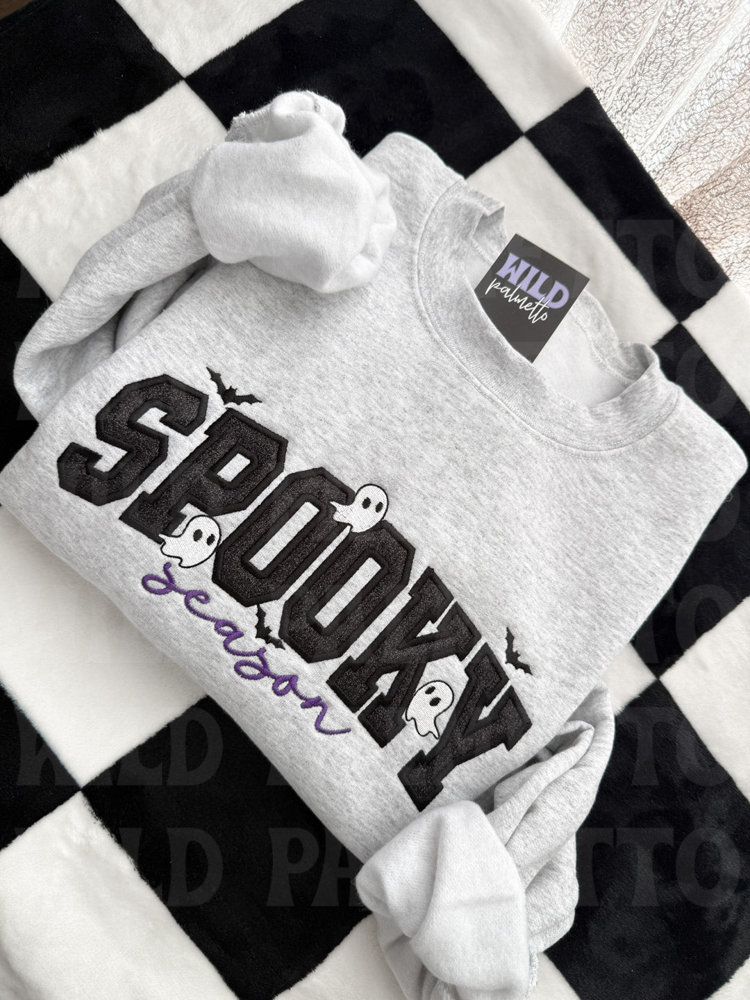 SPOOKY SEASON GLITTER EMBROIDERED SWEATSHIRT