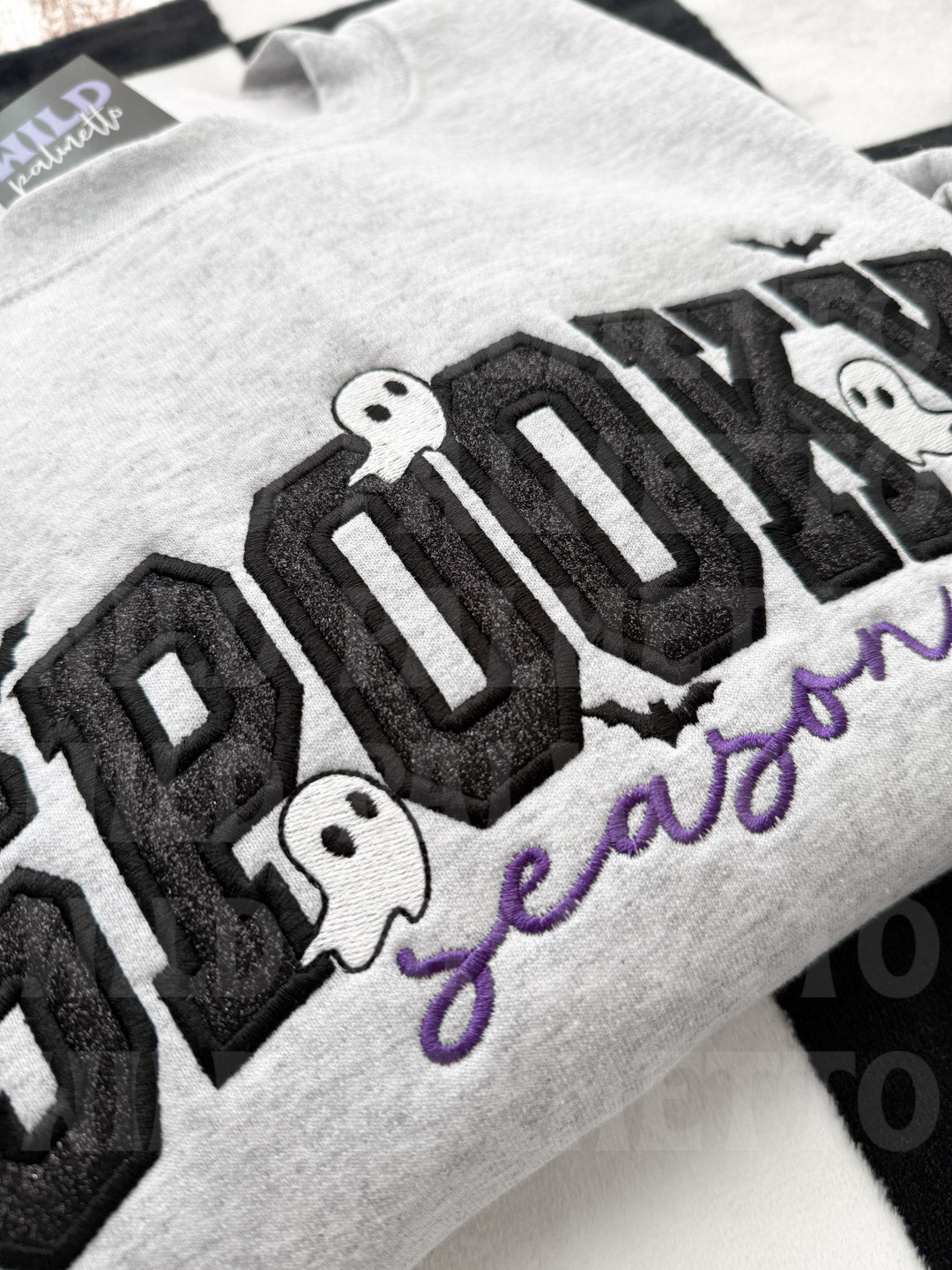 SPOOKY SEASON GLITTER EMBROIDERED SWEATSHIRT
