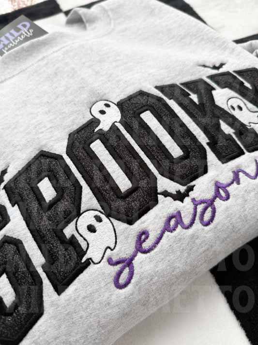SPOOKY SEASON GLITTER EMBROIDERED SWEATSHIRT