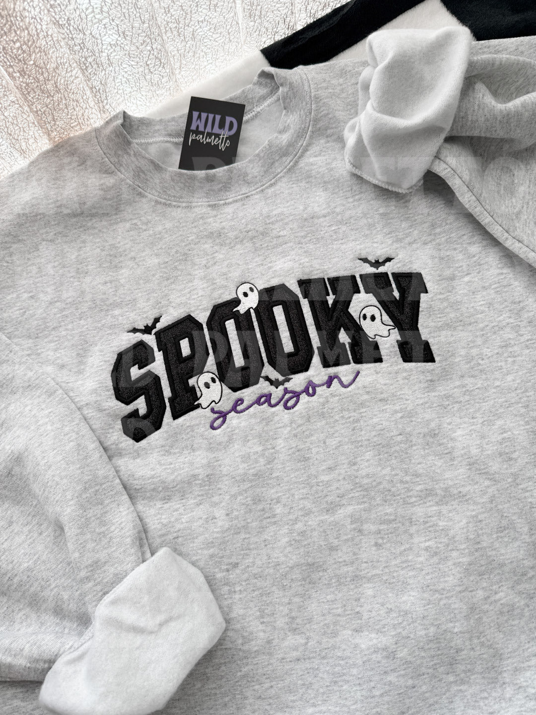 SPOOKY SEASON GLITTER EMBROIDERED SWEATSHIRT
