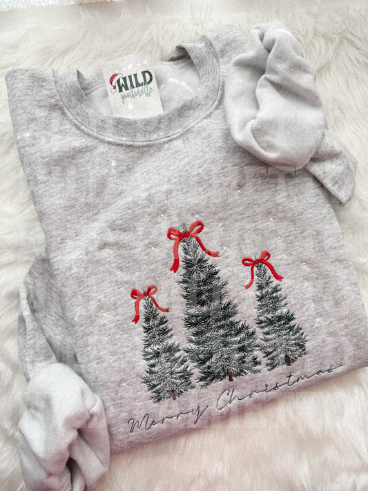MERRY CHRISTMAS TREES EMBROIDERED SWEATSHIRT
