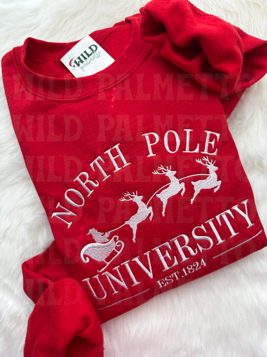 NORTH POLE UNIVERSITY EMBROIDERED SWEATSHIRT