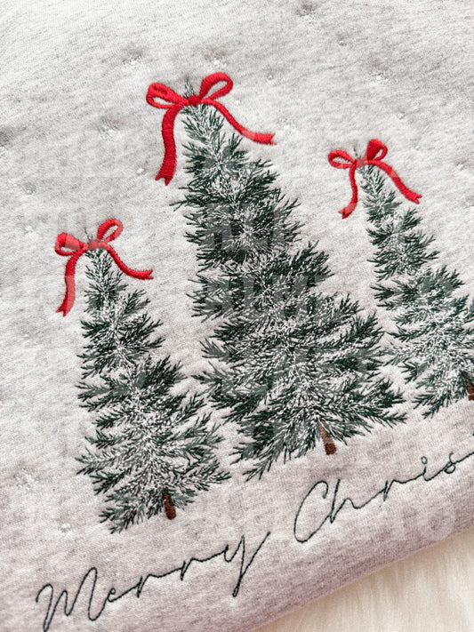 MERRY CHRISTMAS TREES EMBROIDERED SWEATSHIRT