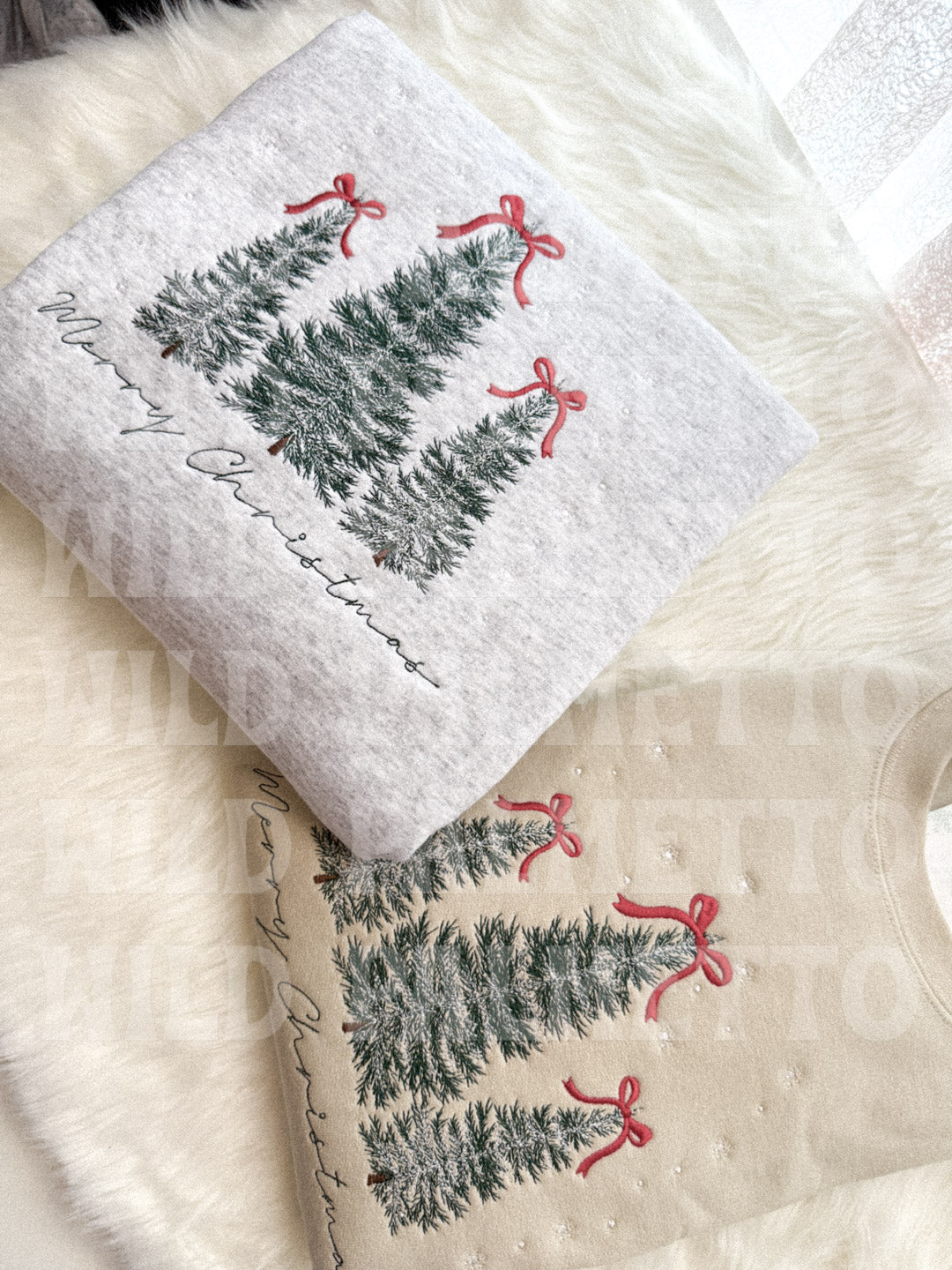 MERRY CHRISTMAS TREES EMBROIDERED SWEATSHIRT