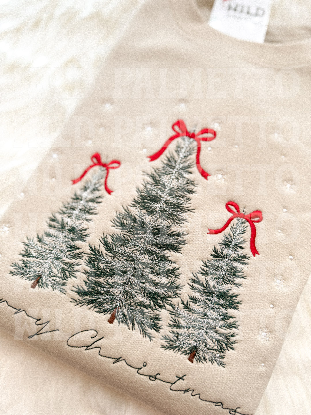 MERRY CHRISTMAS TREES EMBROIDERED SWEATSHIRT