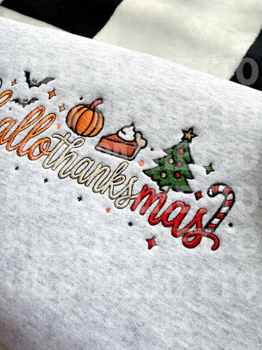 HALLOTHANKSMAS EMBROIDERED SWEATSHIRT