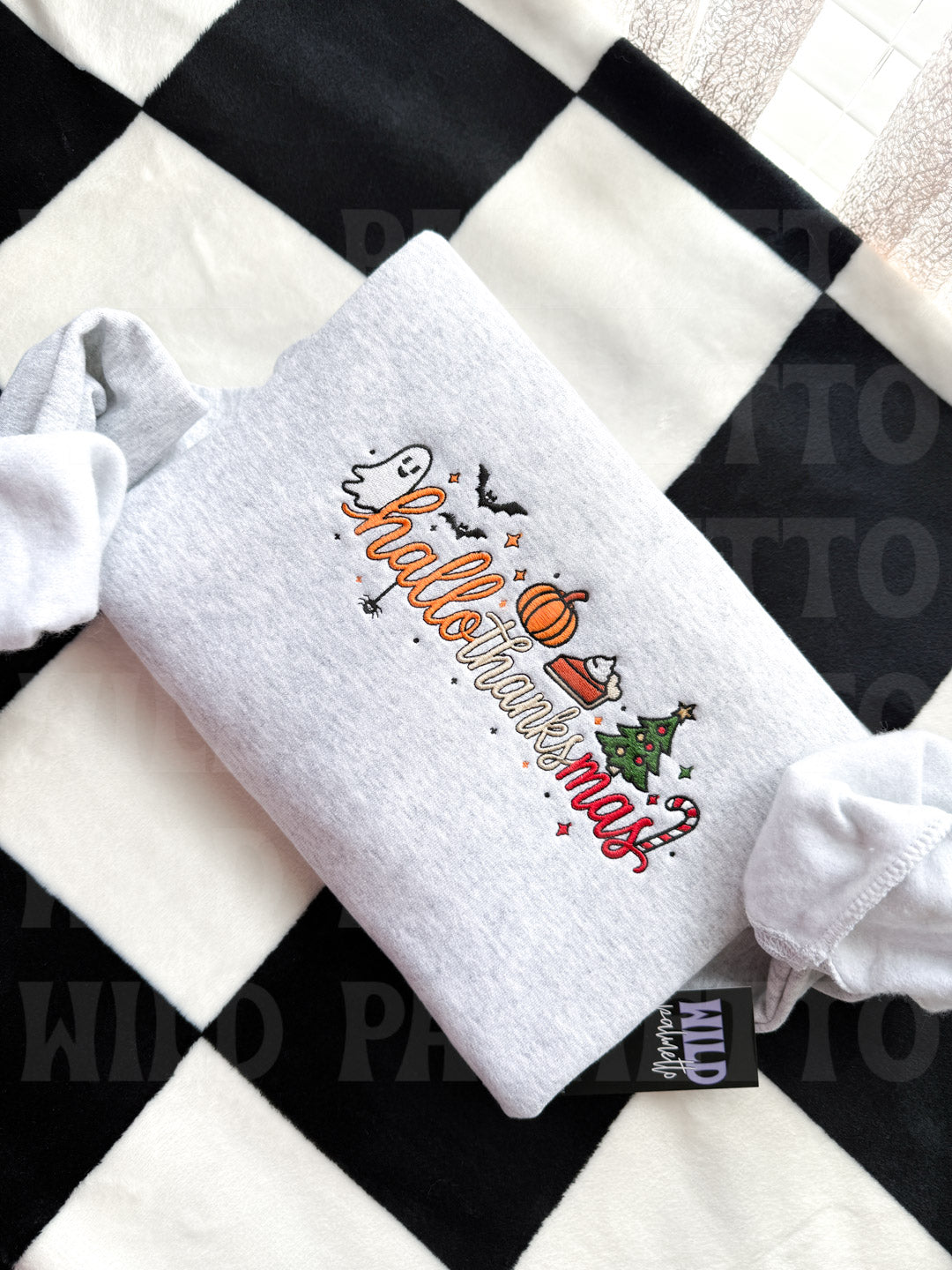 HALLOTHANKSMAS EMBROIDERED SWEATSHIRT