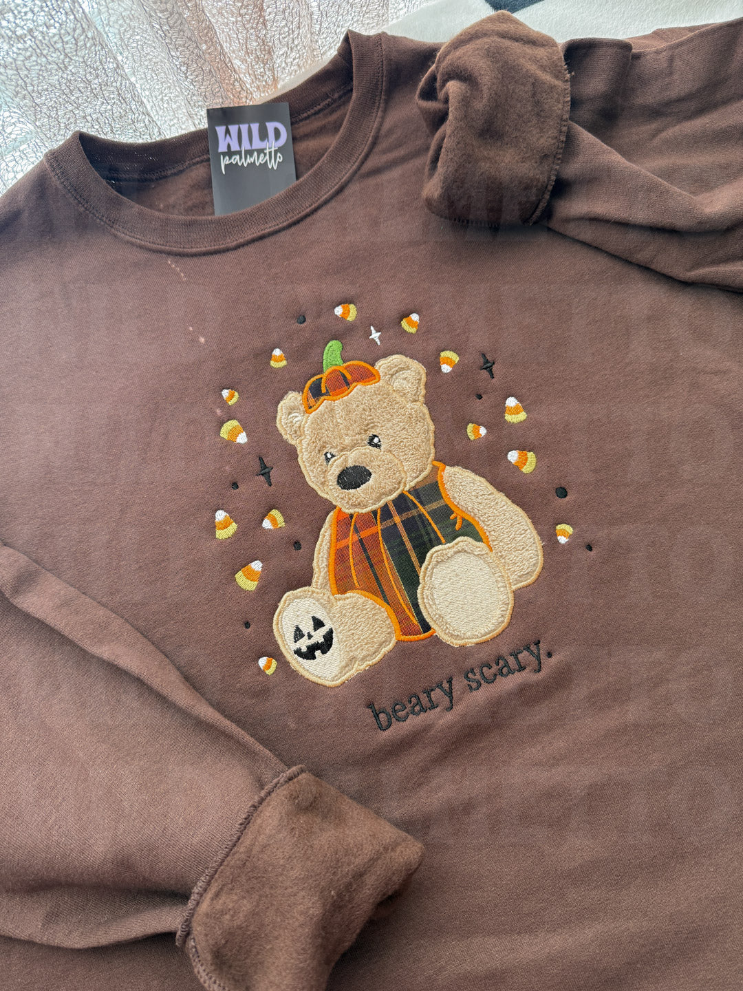 BEARY SCARY EMBROIDERED SWEATSHIRT