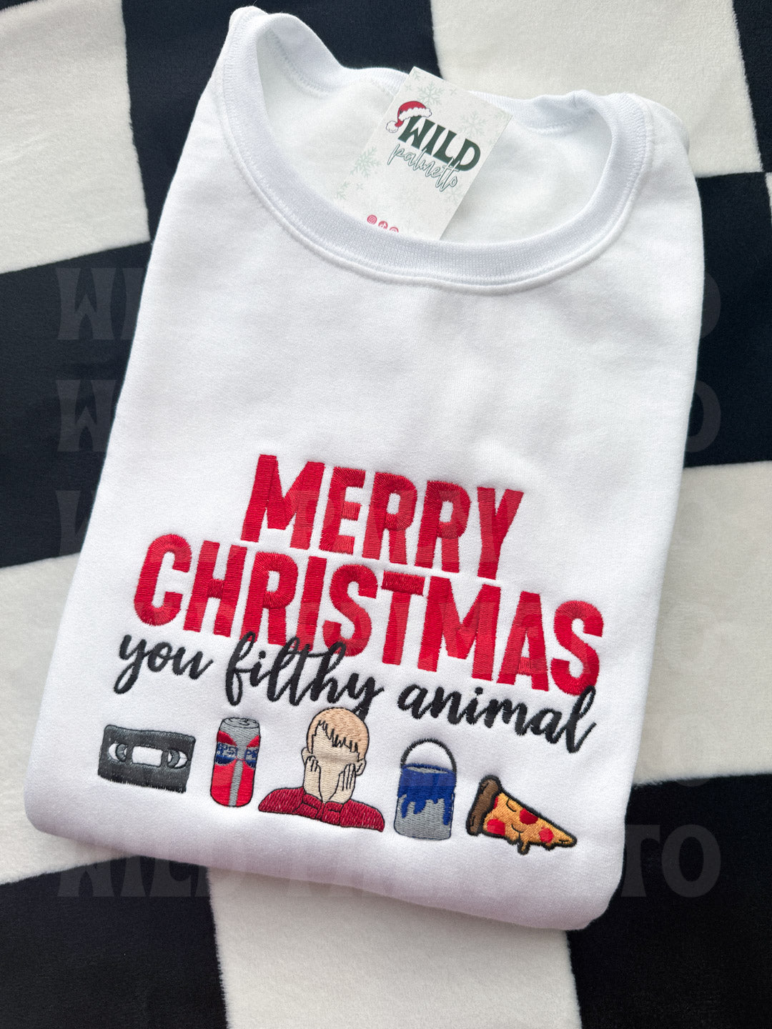 MERRY CHRISTMAS FILTHY ANIMAL EMBROIDERED SWEATSHIRT