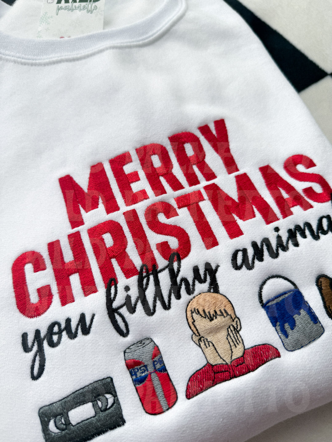 MERRY CHRISTMAS FILTHY ANIMAL EMBROIDERED SWEATSHIRT