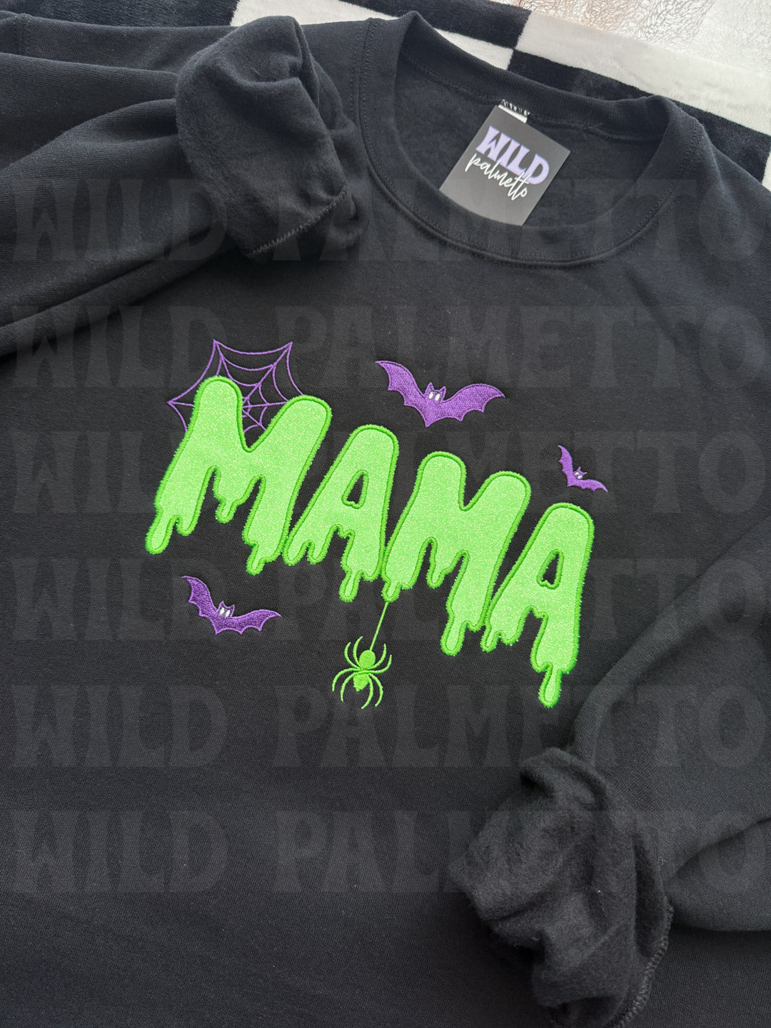 HALLOWEEN MAMA GLITTER EMBROIDERED SWEATSHIRT
