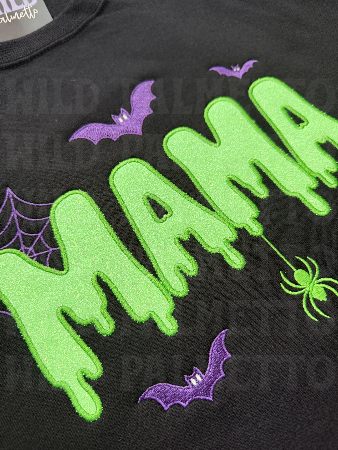 HALLOWEEN MAMA GLITTER EMBROIDERED SWEATSHIRT