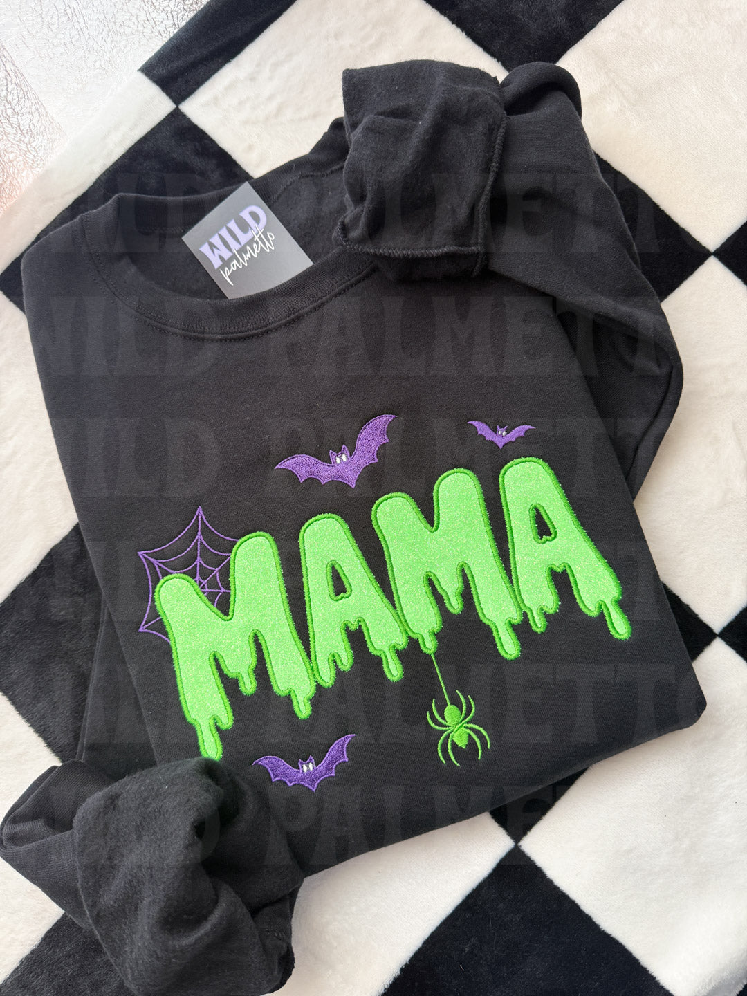 HALLOWEEN MAMA GLITTER EMBROIDERED SWEATSHIRT