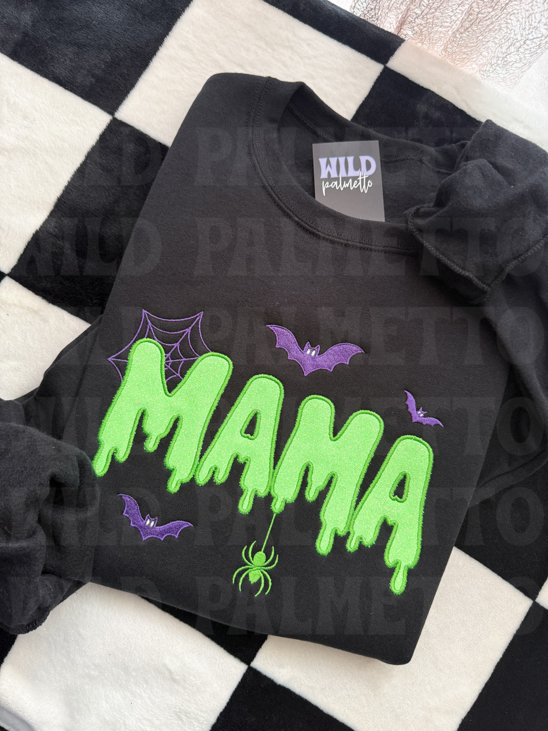 HALLOWEEN MAMA GLITTER EMBROIDERED SWEATSHIRT