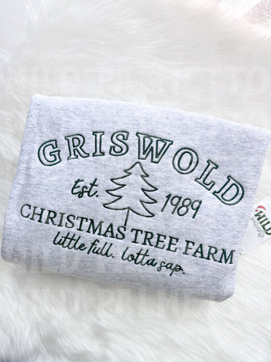 CHRISTMAS TREE FARM EMBROIDERED SWEATSHIRT