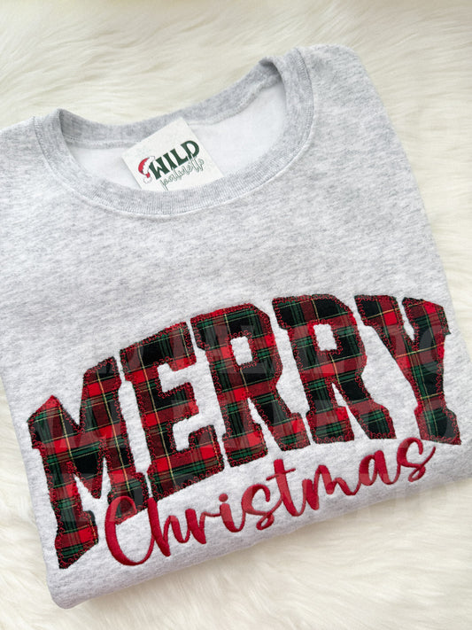 MERRY CHRISTMAS EMBROIDERED SWEATSHIRT